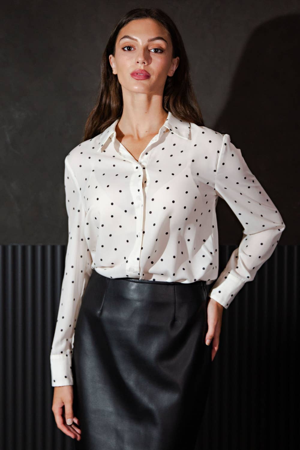Black Polka Dot White Shirt - Purpose + Passion Boutique