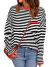 Black /Red Striped Color - Block Long - Sleeve - Purpose + Passion Boutique