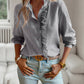 Black Ruffle Button Down Long Sleeve Stripe Shirt - Purpose + Passion Boutique