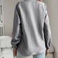 Black Ruffle Button Down Long Sleeve Stripe Shirt - Purpose + Passion Boutique