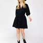 Black Ruffle Neck Mini Dress with Lace - Purpose + Passion Boutique