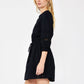 Black Ruffle Neck Mini Dress with Lace - Purpose + Passion Boutique