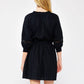 Black Ruffle Neck Mini Dress with Lace - Purpose + Passion Boutique