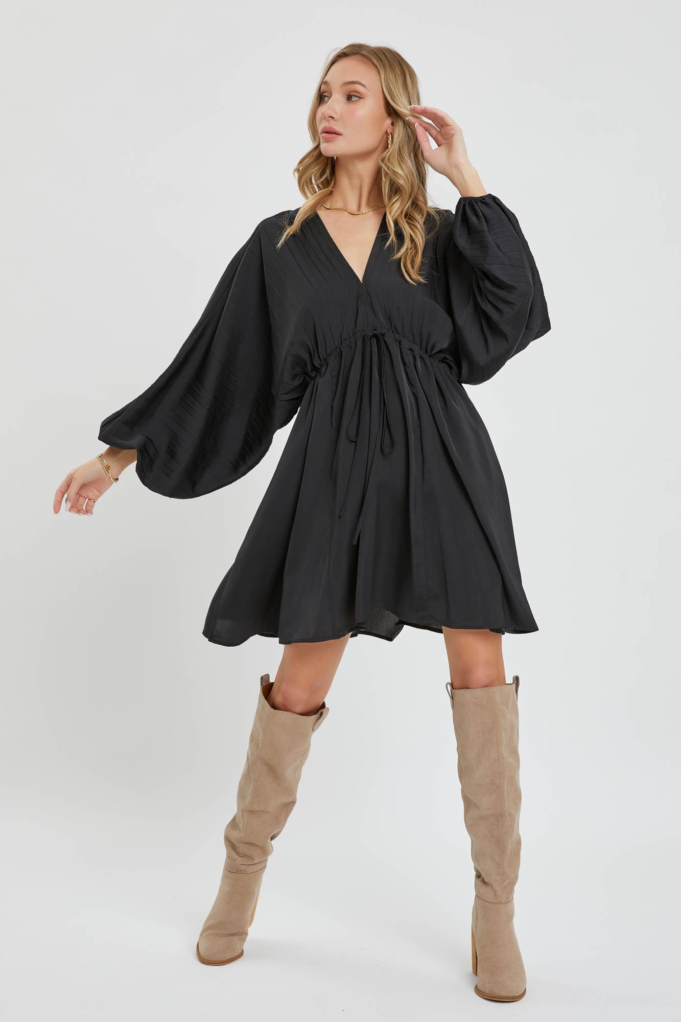 Black Satin Midi Dress - Purpose + Passion Boutique