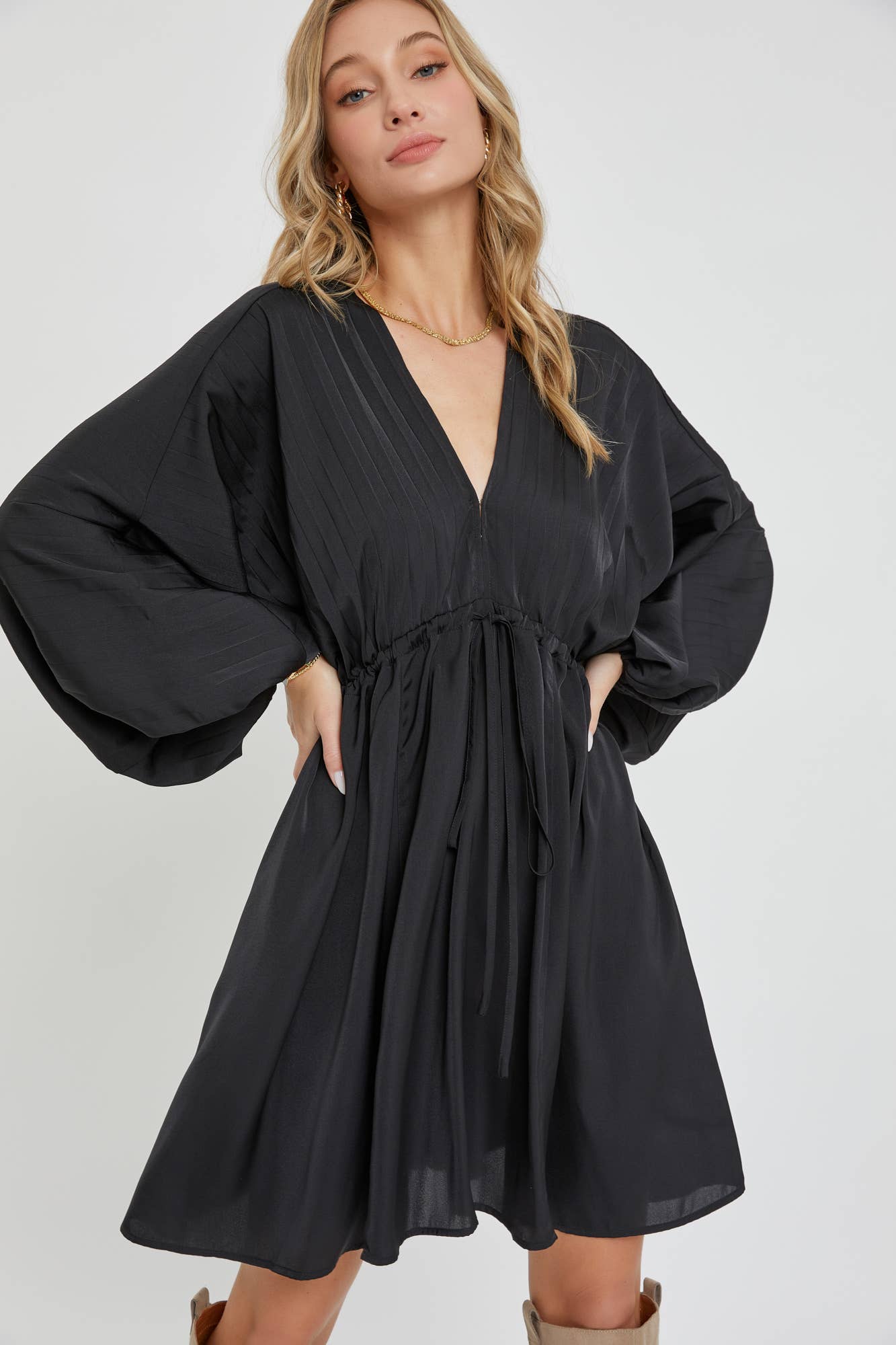 Black Satin Midi Dress - Purpose + Passion Boutique