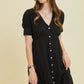 Black Short Sleeved Gauze Button - Down Midi Dress - Purpose + Passion Boutique