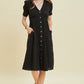 Black Short Sleeved Gauze Button - Down Midi Dress - Purpose + Passion Boutique