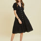 Black Short Sleeved Gauze Button - Down Midi Dress - Purpose + Passion Boutique