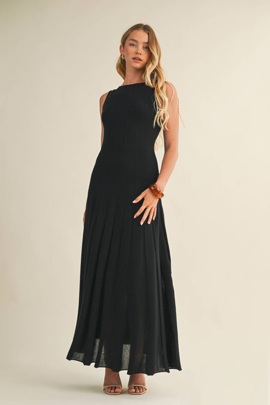 Black Sleeveless Flare Sweater Dress - Purpose + Passion Boutique