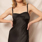 Black Sleeveless Sweetheart Neckline Satin Maxi Dress - Purpose + Passion Boutique