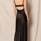 Black Sleeveless Sweetheart Neckline Satin Maxi Dress - Purpose + Passion Boutique