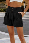 Black Smock Button Classic Fit Short Pants - Purpose + Passion Boutique