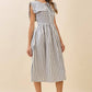 Black Striped Ruffled Square Collar Front Tie Midi Dress - Purpose + Passion Boutique