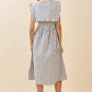 Black Striped Ruffled Square Collar Front Tie Midi Dress - Purpose + Passion Boutique