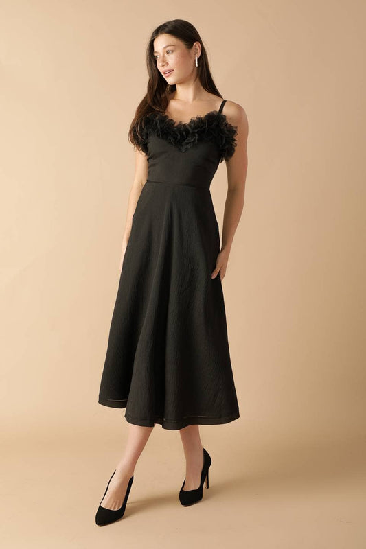 Black Sweetheart Flower Midi Dress - Purpose + Passion Boutique