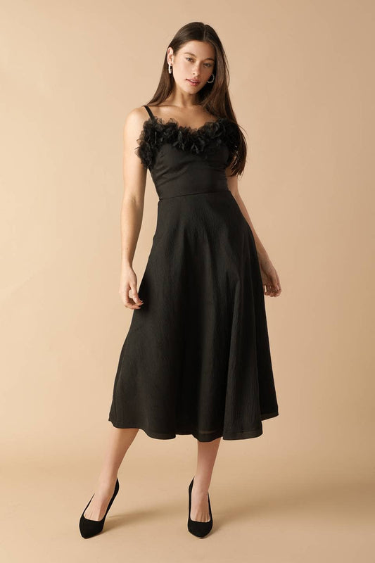 Black Sweetheart Flower Midi Dress - Purpose + Passion Boutique