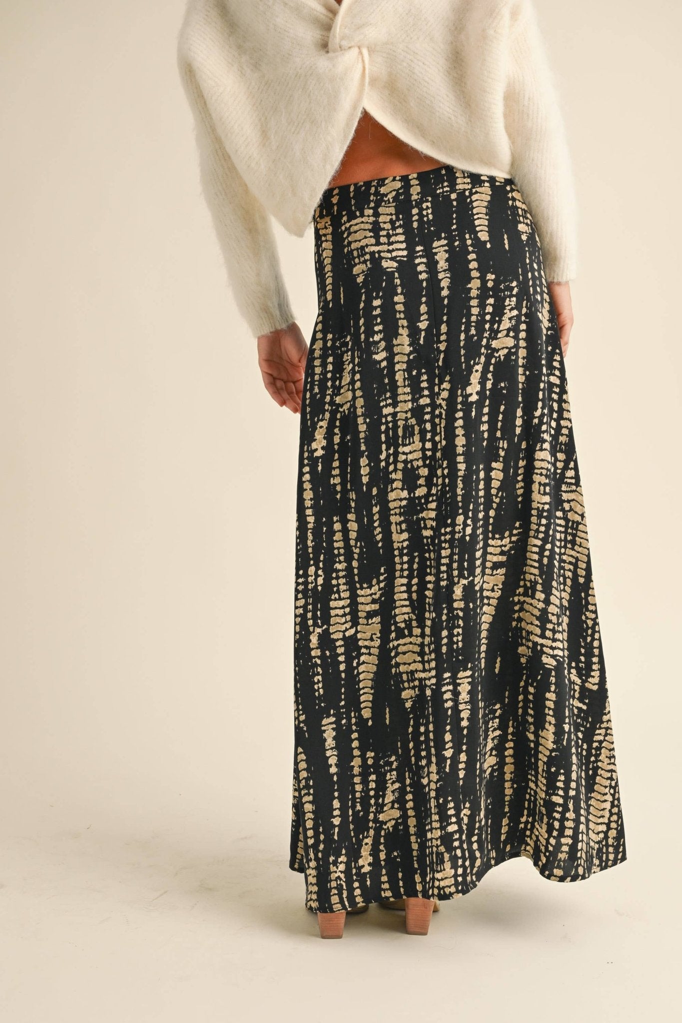 Black + Tan Pattern Long Skirt - Purpose + Passion Boutique