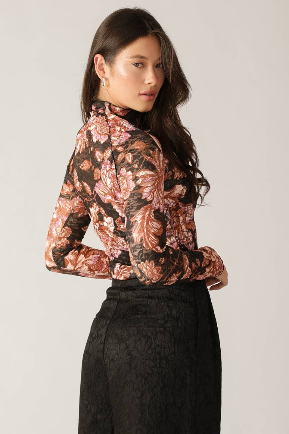 Black Taupe Stretch Lace Top - Purpose + Passion Boutique