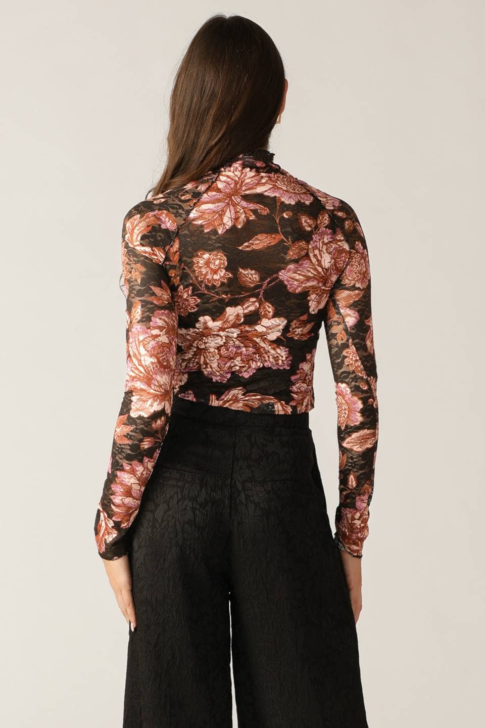 Black Taupe Stretch Lace Top - Purpose + Passion Boutique