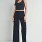 Black Trouser Wide Leg Stretch Jeans - Purpose + Passion Boutique