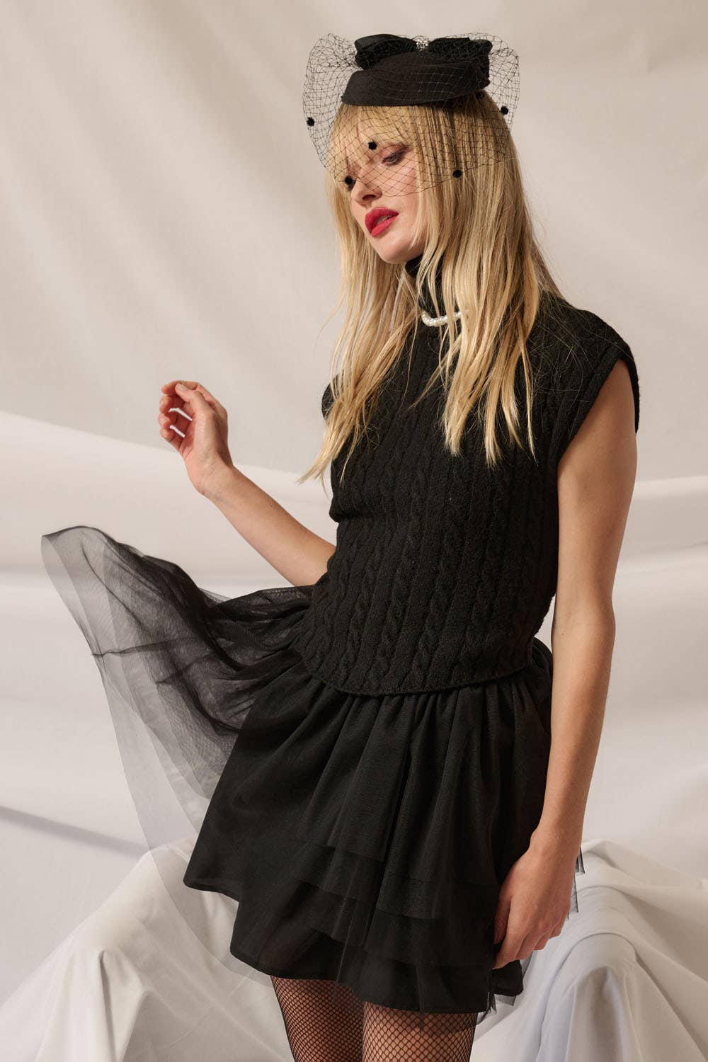 Black Turtleneck Sweater Bodice Ruffled Tulle Mini Dress - Purpose + Passion Boutique