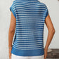 Black V - Neck Striped Lapel Knitted Vest Top - Purpose + Passion Boutique