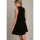 Black Velvet Ruffle Neck Halter Dress with Back Tie - Purpose + Passion Boutique