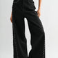 Black Wash High - Waisted Wide - Leg Denim Stud Pants - Purpose + Passion Boutique