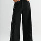 Black Wash High - Waisted Wide - Leg Denim Stud Pants - Purpose + Passion Boutique