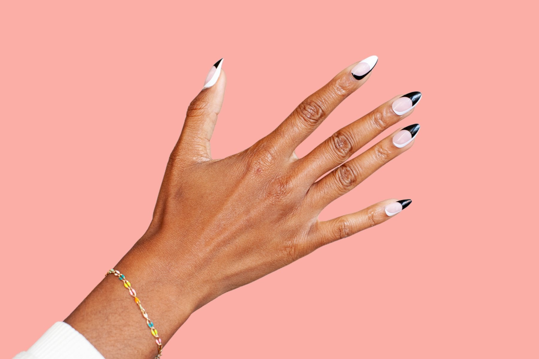 Black & White | Neutral Bold Swirl Tip Almond Press - On Nails - Purpose + Passion Boutique