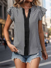 Black & White Vertical Stripe Patchwork Shirt - Purpose + Passion Boutique