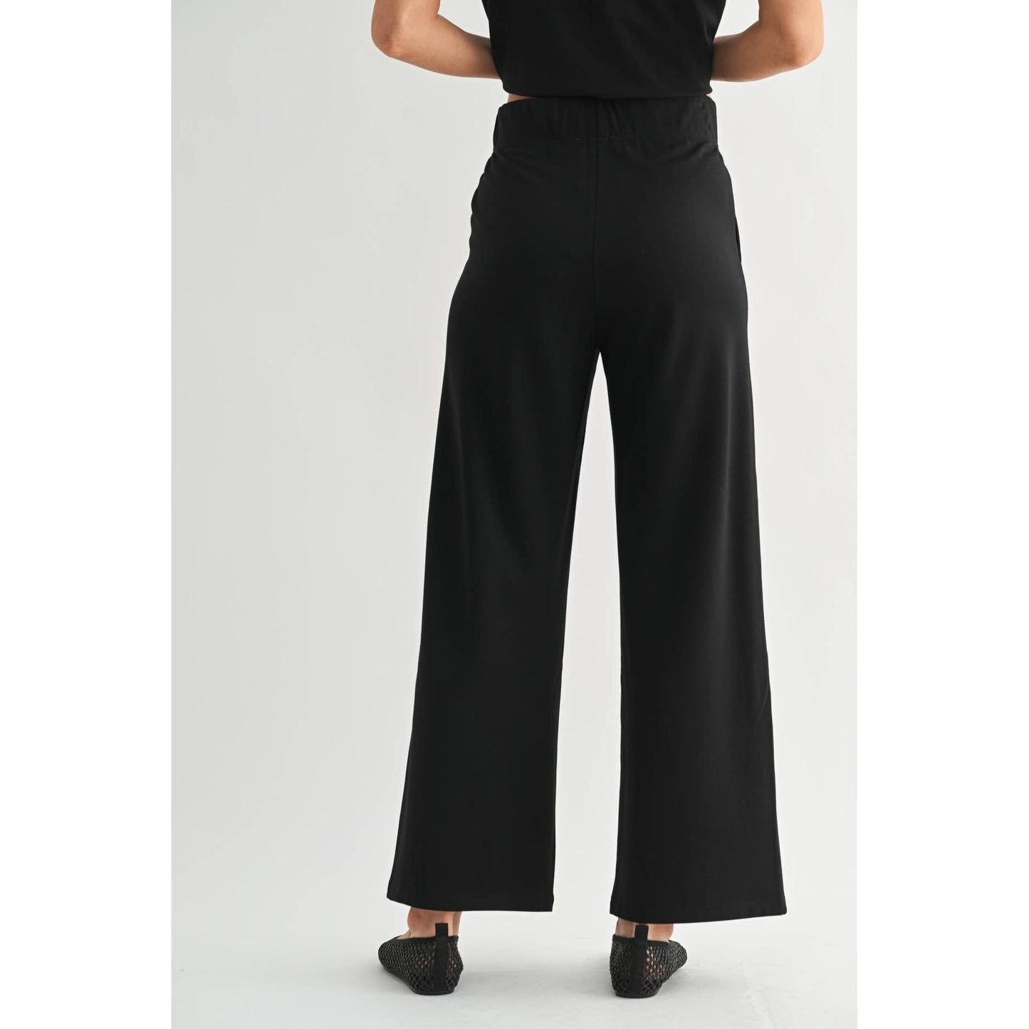 Black Wide Leg Ponte Kint Pants - Purpose + Passion Boutique