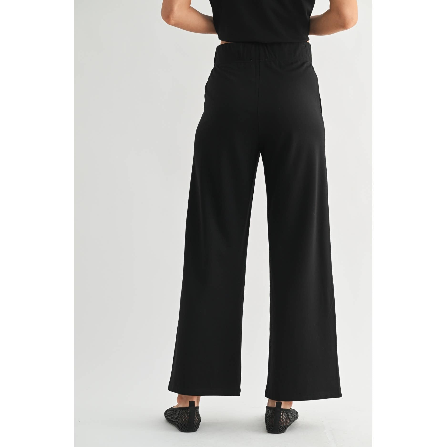 Black Wide Leg Ponte Kint Pants - Purpose + Passion Boutique
