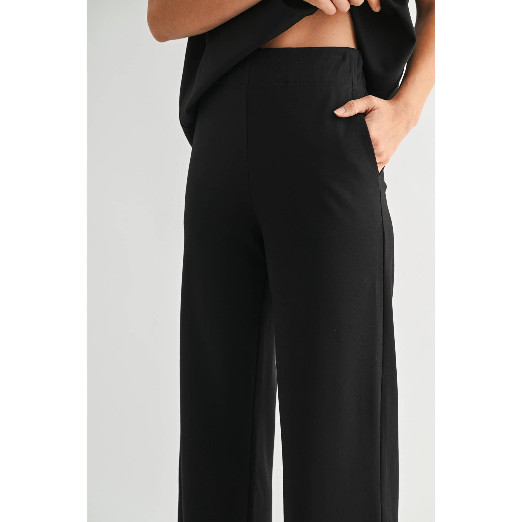Black Wide Leg Ponte Kint Pants - Purpose + Passion Boutique