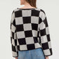 Black/Grey Checkered Split Long Sleeve Sweater - Purpose + Passion Boutique