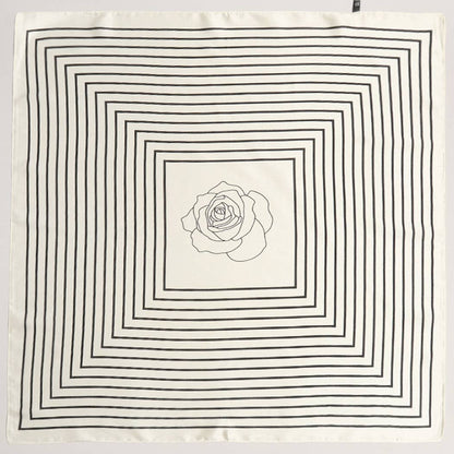 Black/White Satin Rose Print Soft Scarf - Purpose + Passion Boutique
