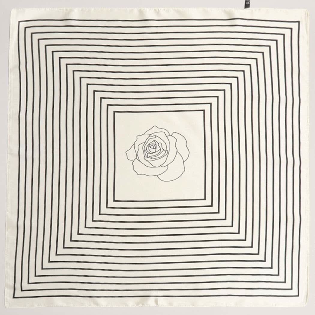 Black/White Satin Rose Print Soft Scarf - Purpose + Passion Boutique