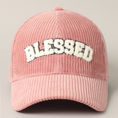 "BLESSED" Embroidered Corduroy Baseball Cap - Purpose + Passion Boutique