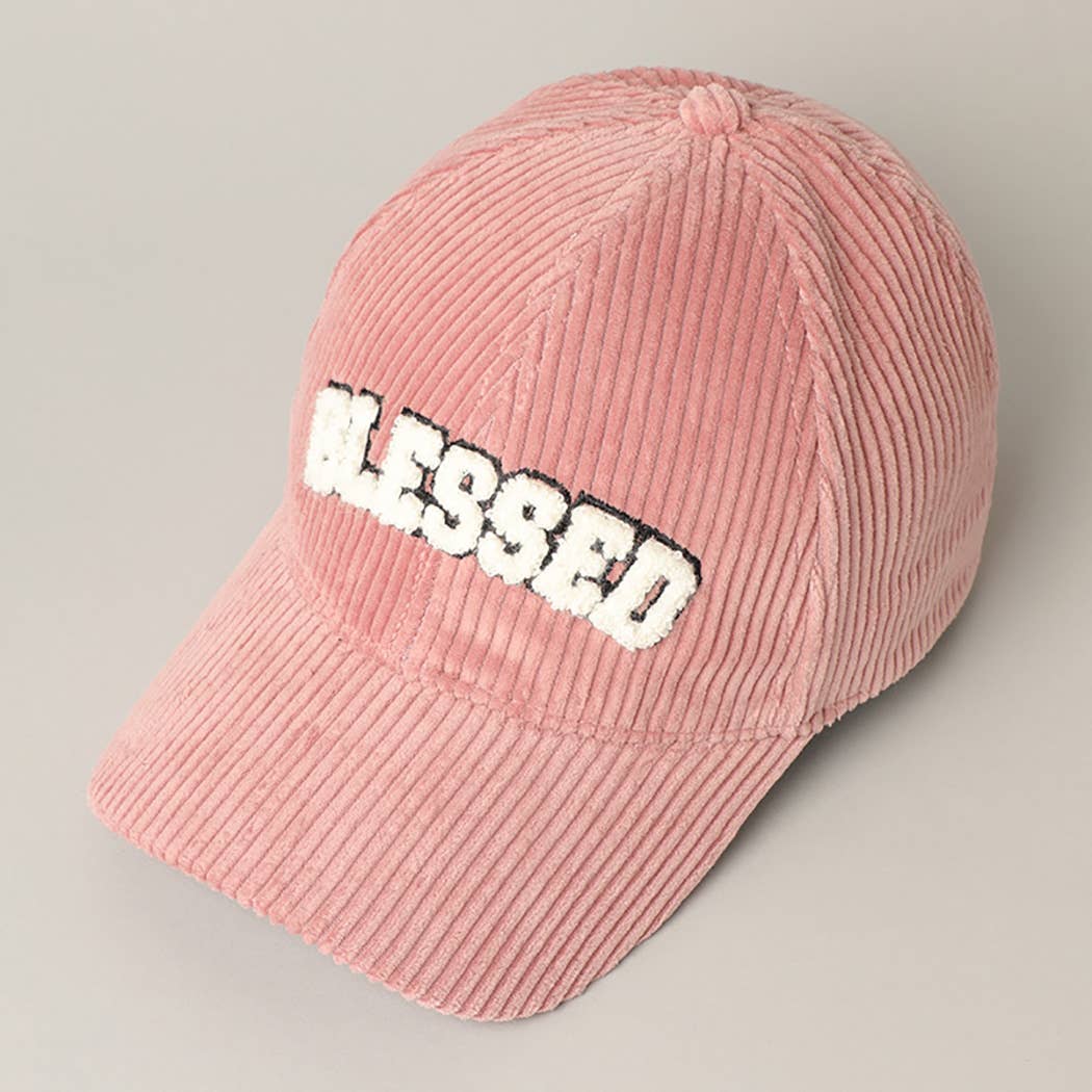 "BLESSED" Embroidered Corduroy Baseball Cap - Purpose + Passion Boutique