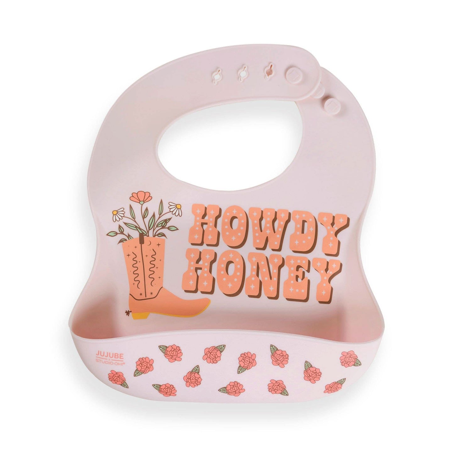 Bloomin' Boot Pink Silicone Bib - Purpose + Passion Boutique