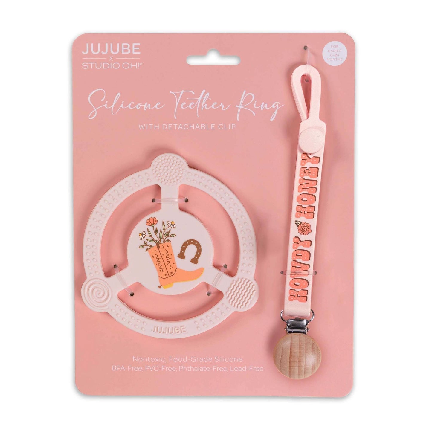 Bloomin' Boot Silicone Teether Ring with Detachable Clip - Purpose + Passion Boutique