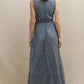 Blue Silver Strappy V - Neck Shimmery Maxi Dress - Purpose + Passion Boutique