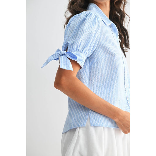 Blue Stripe Blouse - Purpose + Passion Boutique