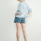 Blue Stripe Ruffle Hem Shirt - Purpose + Passion Boutique