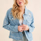 Blue Twill Denim Embroidered Western Button Up Jacket - Purpose + Passion Boutique