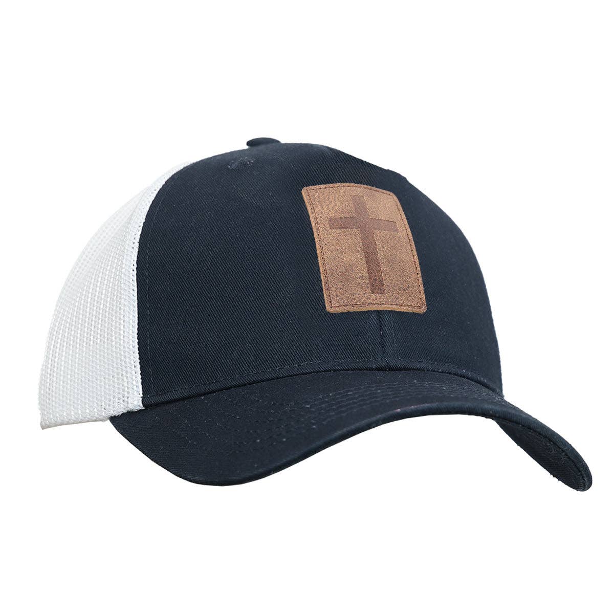 Blue/White Leather Cross Cap - Purpose + Passion Boutique