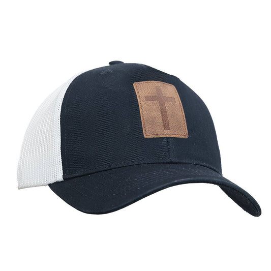 Blue/White Leather Cross Cap - Purpose + Passion Boutique