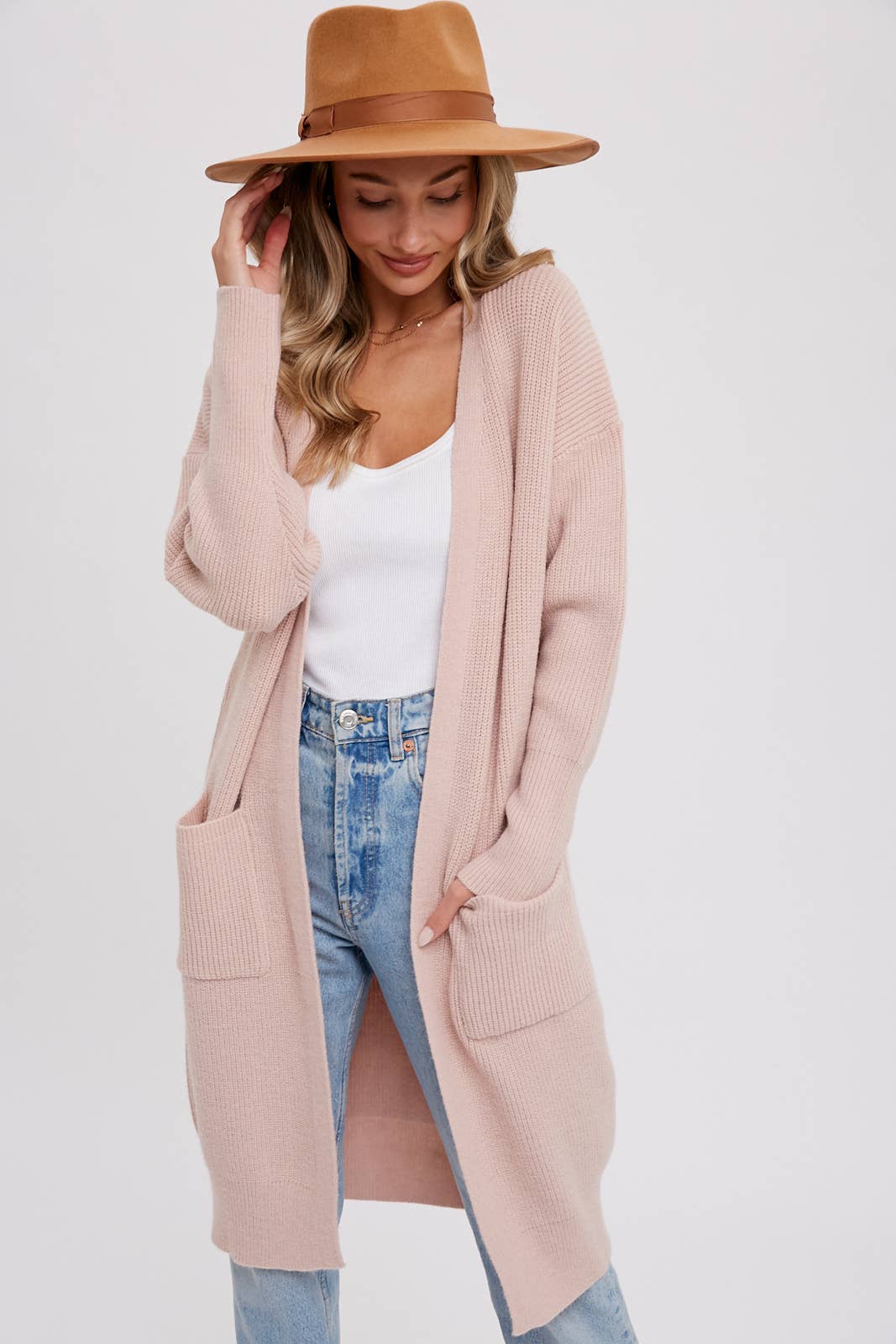 Blush Ribbed Open Front Cardigan - Purpose + Passion Boutique