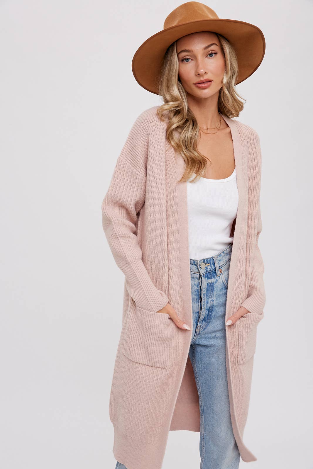 Blush Ribbed Open Front Cardigan - Purpose + Passion Boutique