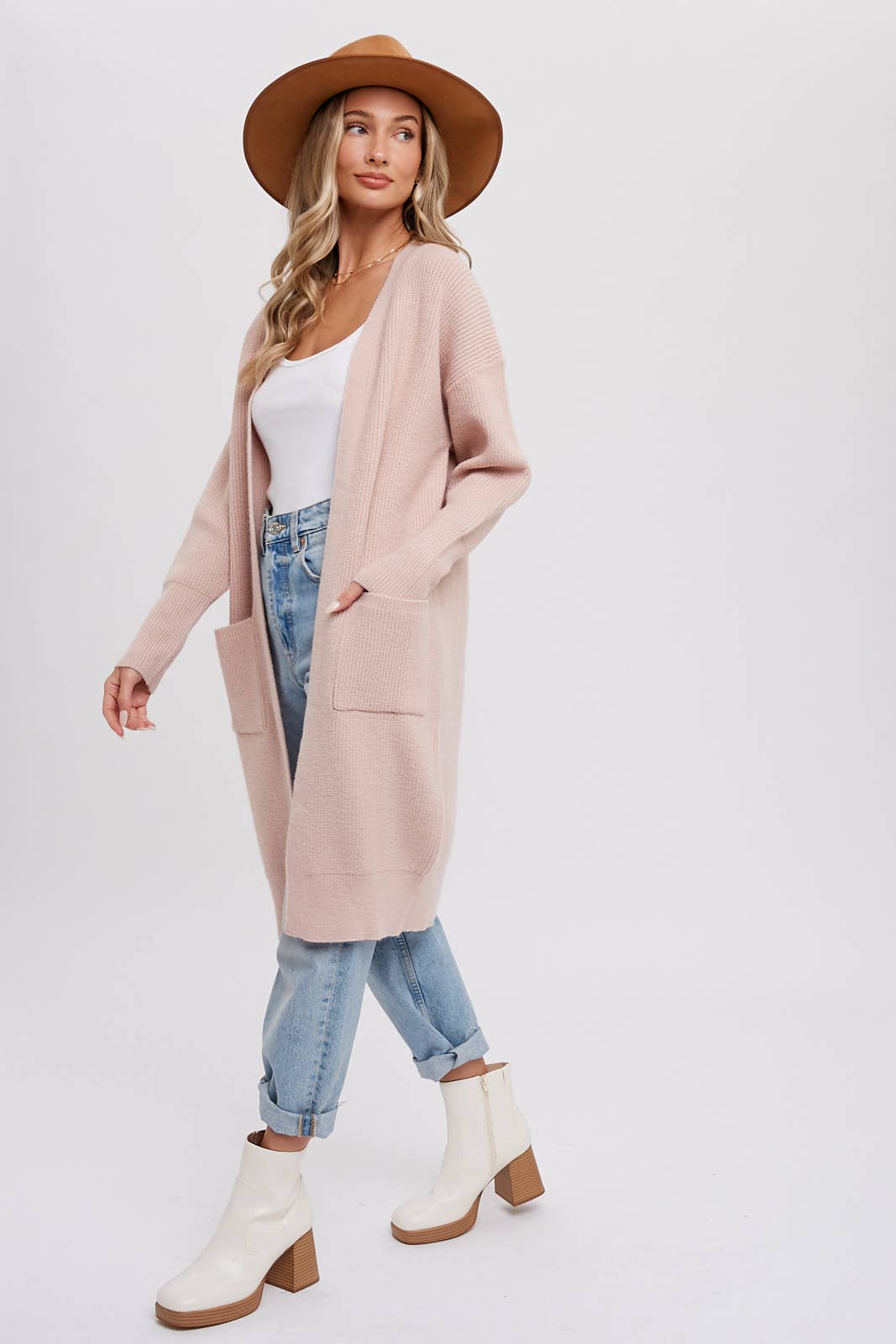 Blush Ribbed Open Front Cardigan - Purpose + Passion Boutique